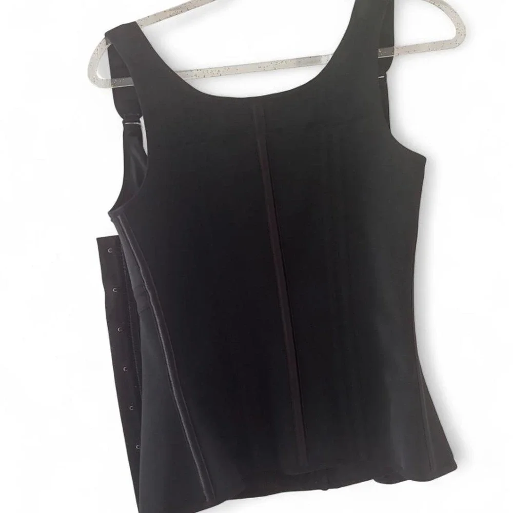 Triple Compression Black Faja Shapewear Vest Size L | Zip & Hook Waist Trainer